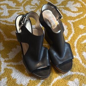 Michael Kors Black Heels with Peep-Toe Design